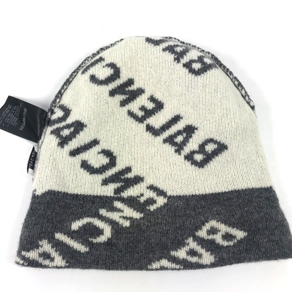 BALENCIAGA 633717 Accessories Beanies Hats Knit hat Knit cap gray/White main image 6